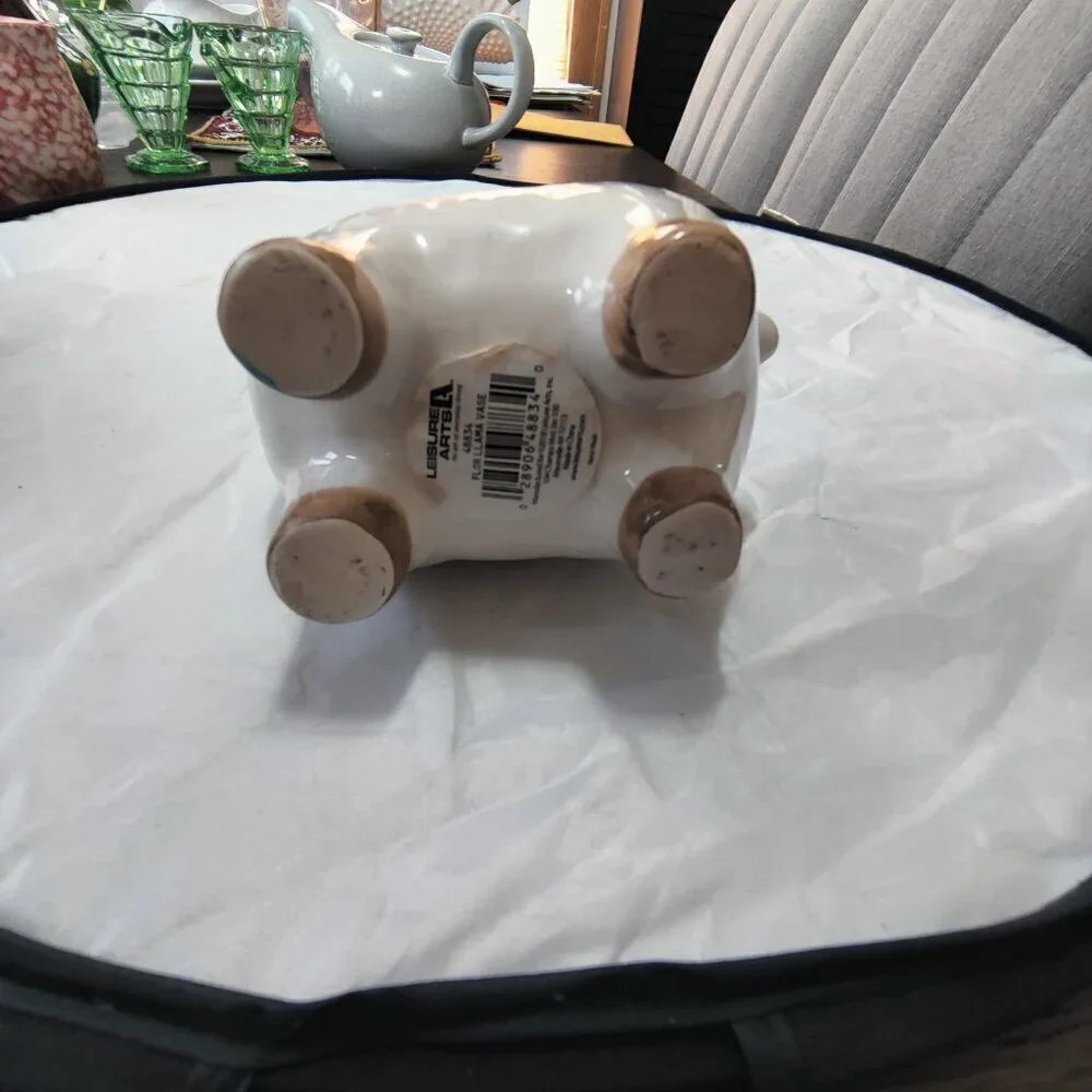 Llama Ceramic Planter in White & Tan.  For Your Amusement. Measures 7.5